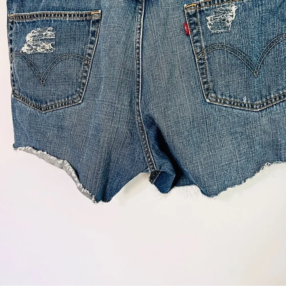 Levi’s 550 Deconstructed Jean Denim Shorts XXL 44 Waist High Rise Mom Jean